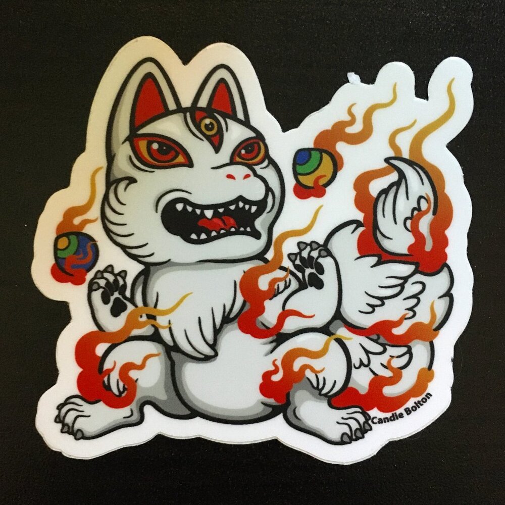 4/$25 Retro Kitsune and Floating Eyeballs Sticker #1